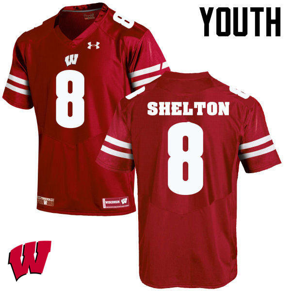 Wisconsin Badgers Youth #8 Sojourn Shelton NCAA Under Armour Authentic Red College Stitched Football Jersey HQ40L64OL